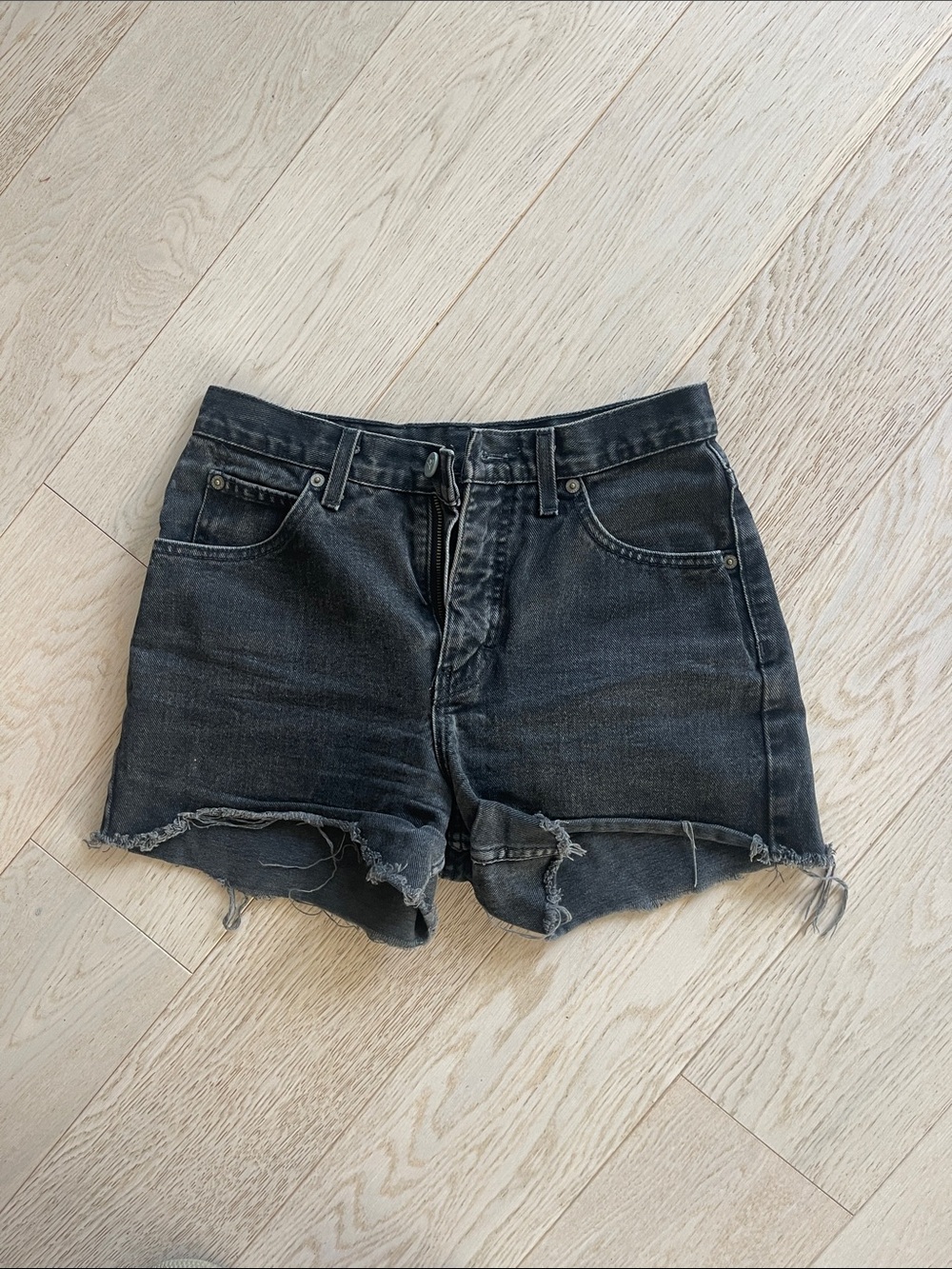 Calvin Klein Black Distressed Cutoff Denim Shorts